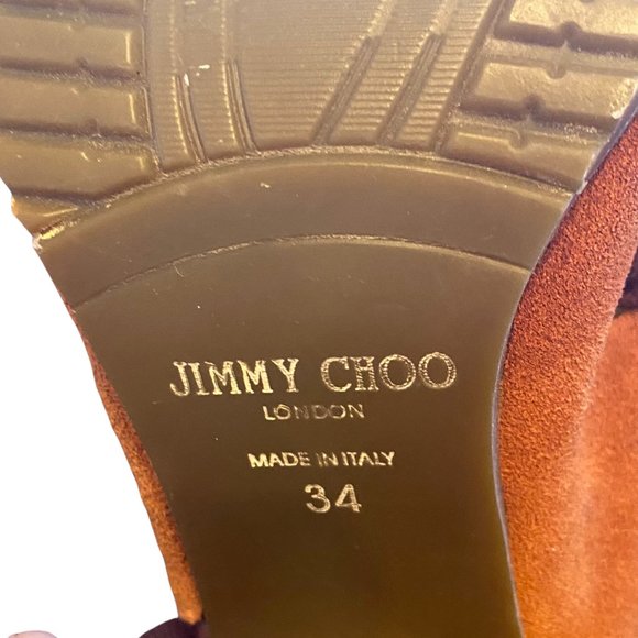 (2 for $45) Jimmy Choo Lace-Up Brown Sandals New - Picture 6 of 6